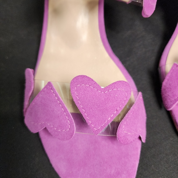 VERY SEXY!! Brenda Zaro Pink Heart Suede Slide Sandals - Picture 4 of 9